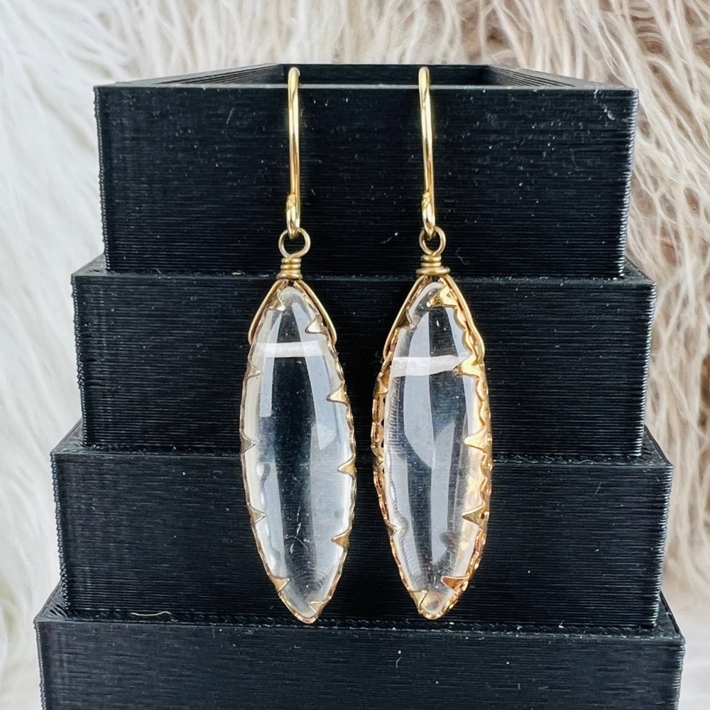 Beautiful, clear accent, wire wrapped costume pierced earrings